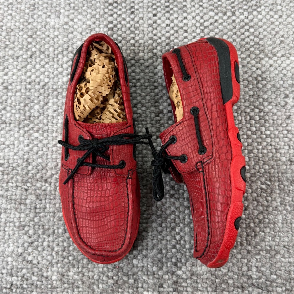 Twisted X Driving Mocs Mens 8 Red Crocodile Embossed Leather Loafers SMUWDM08
